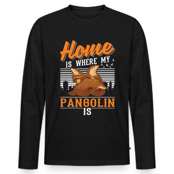 Home is where my pangolin is - Men's Premium Organic Long Sleeve Shirt - black - Front - Nico (187cm)