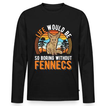 Fennec Cadeau Fennec Renard du désert - T-shirt manches longues Premium bio Homme - noir - Devant - Nico (187cm)
