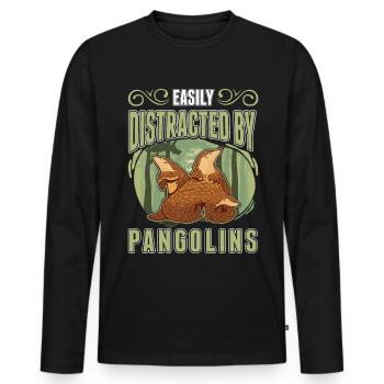 Easily distracted by Pangolins - Men's Premium Organic Long Sleeve Shirt - black - Front - Nico (187cm)