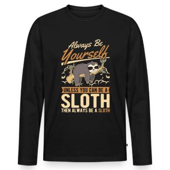 Soyez toujours vous-même Paresseux Faultier - T-shirt manches longues Premium bio Homme - noir - Devant - Nico (187cm)