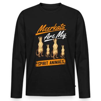 Les suricates sont mes animaux spirituels Suricate - T-shirt manches longues Premium bio Homme - noir - Devant - Nico (187cm)