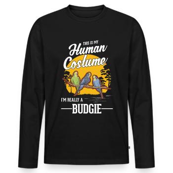 Budgie Costume Welli Halloween Parakeet - Men's Premium Organic Long Sleeve Shirt - black - Front - Nico (187cm)