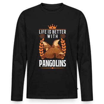 Life is better with a pangolin - Men's Premium Organic Long Sleeve Shirt - black - Front - Nico (187cm)