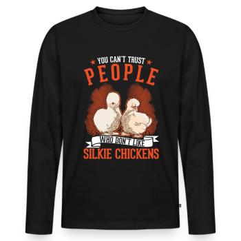 Silk Chicken Gift Silkie Chicken Silkie Chicken - Men's Premium Organic Long Sleeve Shirt - black - Front - Nico (187cm)