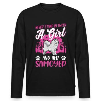 Samoyède Samojede Mädchen - T-shirt manches longues Premium bio Homme - noir - Devant - Nico (187cm)