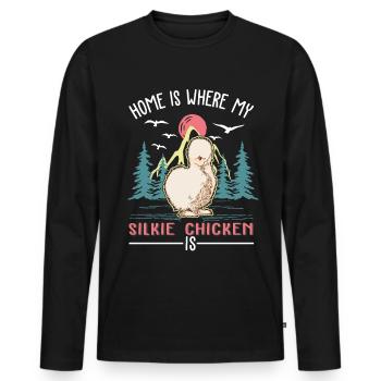 La maison est là où se trouve mon poulet soyeux - T-shirt manches longues Premium bio Homme - noir - Devant - Nico (187cm)