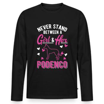 Podenco Girl Lévrier espagnol Ibizan Hound - T-shirt manches longues Premium bio Homme - noir - Devant - Nico (187cm)