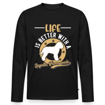 La vie est meilleure avec Lagotto Romagnolo - T-shirt manches longues Premium bio Homme - noir - Devant - Nico (187cm)