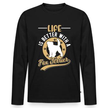 La vie est meilleure avec un fox-terrier - T-shirt manches longues Premium bio Homme - noir - Devant - Nico (187cm)