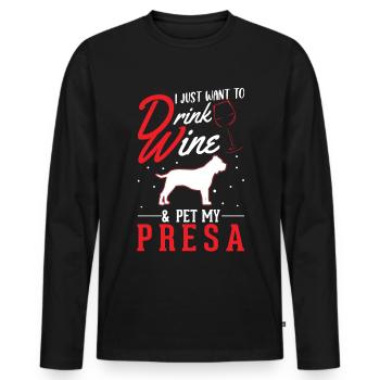 Presa Canario and wine Dogo Canario - Men's Premium Organic Long Sleeve Shirt - black - Front - Nico (187cm)