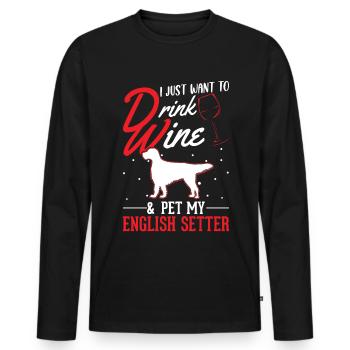 Setter anglais et Setter anglais du vin - T-shirt manches longues Premium bio Homme - noir - Devant - Nico (187cm)