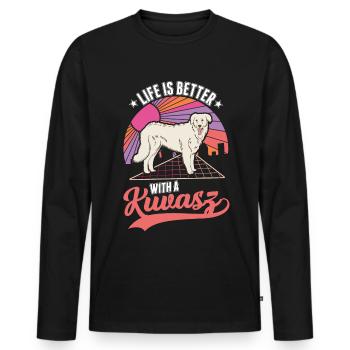 Se régaler est meilleur avec Kuvasz - T-shirt manches longues Premium bio Homme - noir - Devant - Nico (187cm)