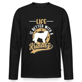 Feasting is better with Kuvasz - Men's Premium Organic Long Sleeve Shirt - black - Front - Nico (187cm)