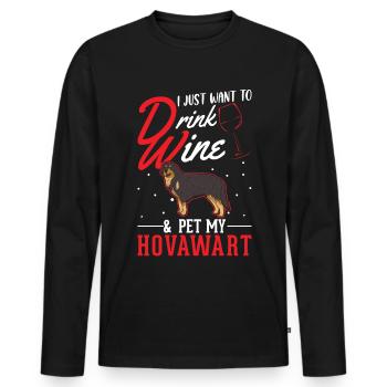 Hovawart and wine - Men's Premium Organic Long Sleeve Shirt - black - Front - Nico (187cm)