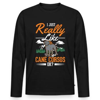 I just like Cane Corsos - Men's Premium Organic Long Sleeve Shirt - black - Front - Nico (187cm)