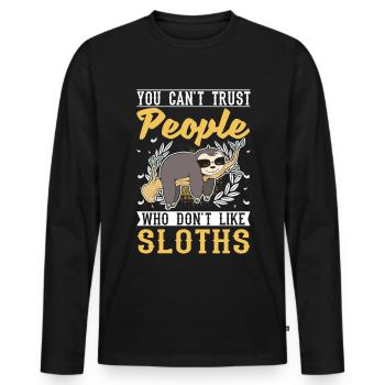 Sloth Lover - Men's Premium Organic Long Sleeve Shirt - black - Front - Nico (187cm)