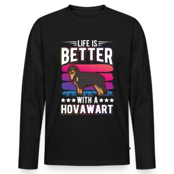 Life is better with Hovawarts - Men's Premium Organic Long Sleeve Shirt - black - Front - Nico (187cm)