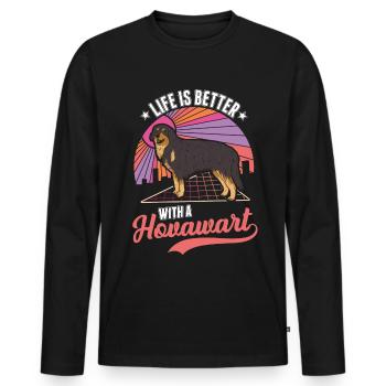 Life is better with Hovawarts - Men's Premium Organic Long Sleeve Shirt - black - Front - Nico (187cm)