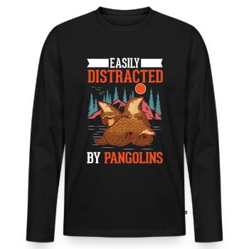 Easily distracted by Pangolins - Men's Premium Organic Long Sleeve Shirt - black - Front - Nico (187cm)