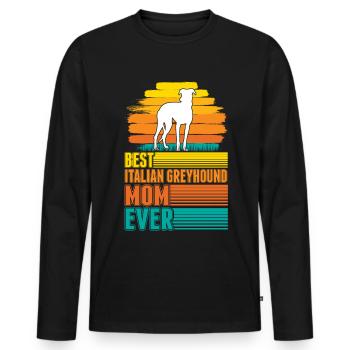 Italian Greyhound Mom - Men's Premium Organic Long Sleeve Shirt - black - Front - Nico (187cm)