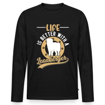 Life is better with a Leonberger - Men's Premium Organic Long Sleeve Shirt - black - Front - Nico (187cm)