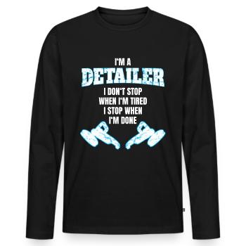 DETAILER | DETAILING - Männer Premium Bio Langarmshirt - Schwarz - Vorne - Nico (187cm)