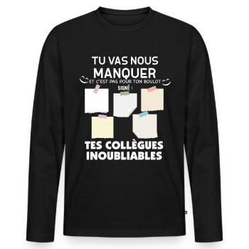 Collègue Départ collègue humour entreprise - T-shirt manches longues Premium bio Homme - noir - Devant - Nico (187cm)