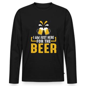 Je ne suis ici que pour la bière | Fête, barbecue - T-shirt manches longues Premium bio Homme - noir - Devant - Nico (187cm)