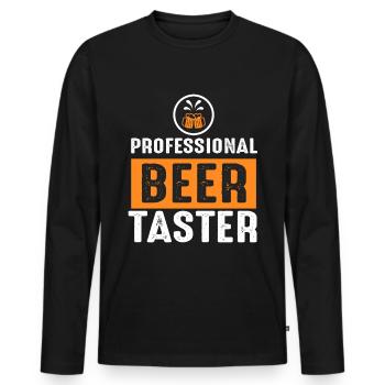 Professional Beer Tester | Party, barbecue - Men's Premium Organic Long Sleeve Shirt - black - Front - Nico (187cm)