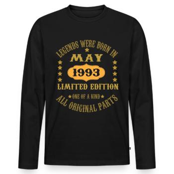 Les légendes sont nées en mai 1993 - T-shirt manches longues Premium bio Homme - noir - Devant - Nico (187cm)