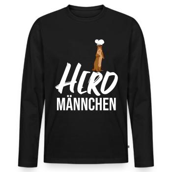 Herdmännchen Koch Kochschürze Hobbykoch Küche - Männer Premium Bio Langarmshirt - Schwarz - Vorne - Nico (187cm)