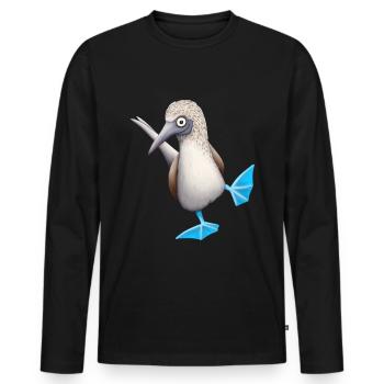 Blaufuß-Tölpel | Lustiger frecher Vogel Geschenk - Männer Premium Bio Langarmshirt - Schwarz - Vorne - Nico (187cm)