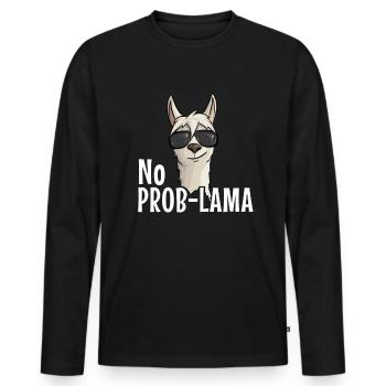 No ProbLama Hipster Lama Alpaka mit Sonnenbrille - Männer Premium Bio Langarmshirt - Schwarz - Vorne - Nico (187cm)