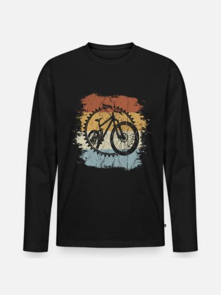 Retro MTB Vintage Fahrrad Mountainbiking Geschenk - Männer Premium Bio Langarmshirt - Schwarz
