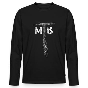 Mountain Bike Dirtbike Tire Track Mountainbiker MTB - Men's Premium Organic Long Sleeve Shirt - black - Front - Nico (187cm)