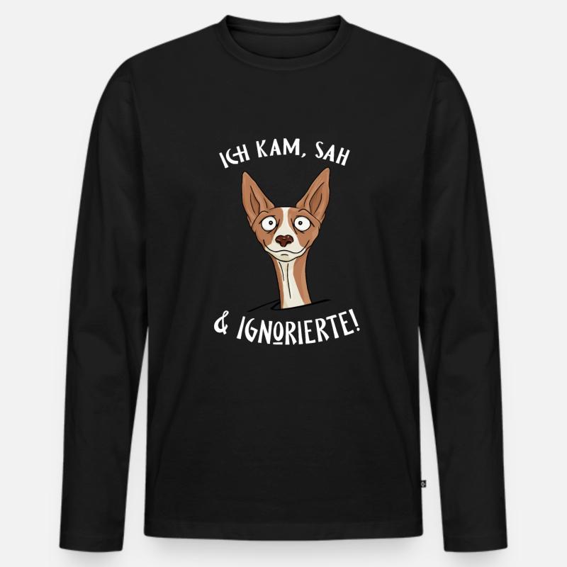 Ich kam, sah & ignorierte | eigensinniger Podenco - Männer Premium Bio Langarmshirt - Schwarz
