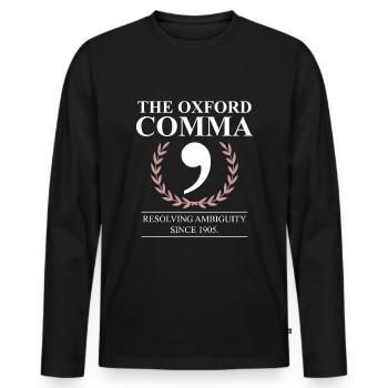 The Oxford Comma English Teacher Grammar Police - Men's Premium Organic Long Sleeve Shirt - black - Front - Nico (187cm)
