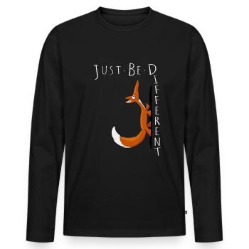 Just Be Different Sei Anders Selbstbewußter Fuchs - Männer Premium Bio Langarmshirt - Schwarz - Vorne - Nico (187cm)
