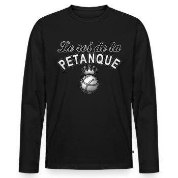 LE ROI DE LA PÉTANQUE - T-shirt manches longues Premium bio Homme - noir - Devant - Nico (187cm)