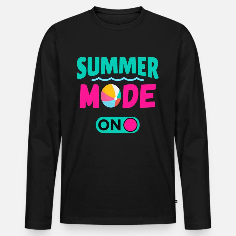Sommermodus Ein - Männer Premium Bio Langarmshirt - Schwarz