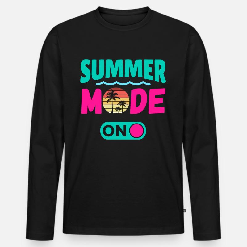 Sommermodus Ein - Männer Premium Bio Langarmshirt - Schwarz