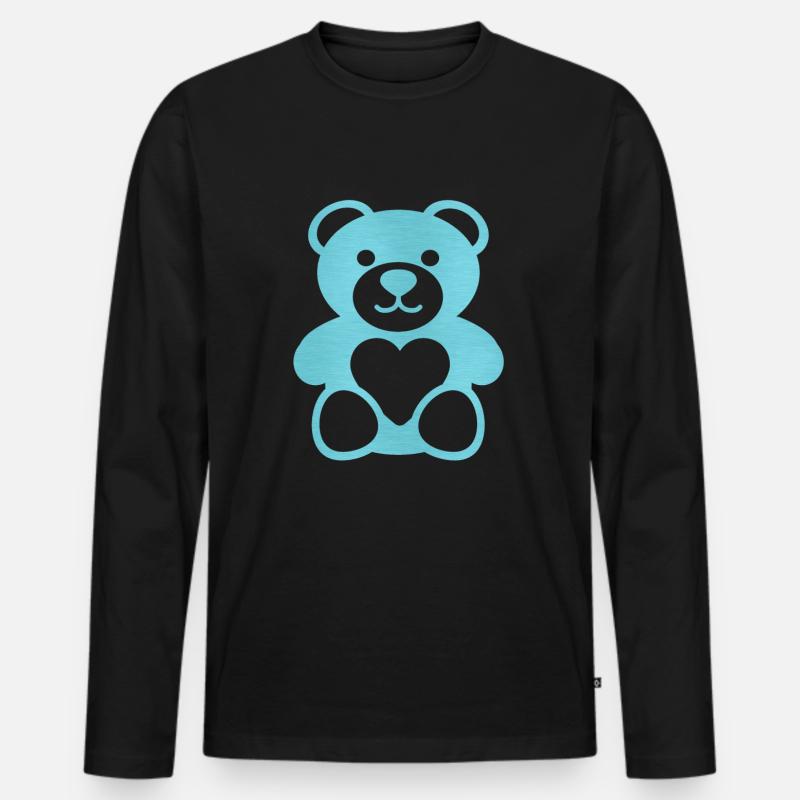 Bär - Männer Premium Bio Langarmshirt - Schwarz