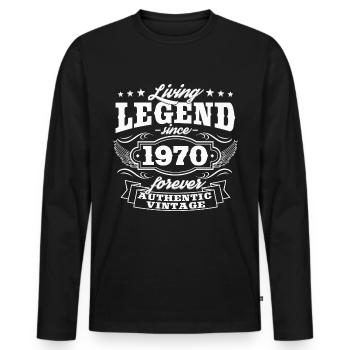 Living legend 1970 vintage 50th birthday - Men's Premium Organic Long Sleeve Shirt - black - Front - Nico (187cm)