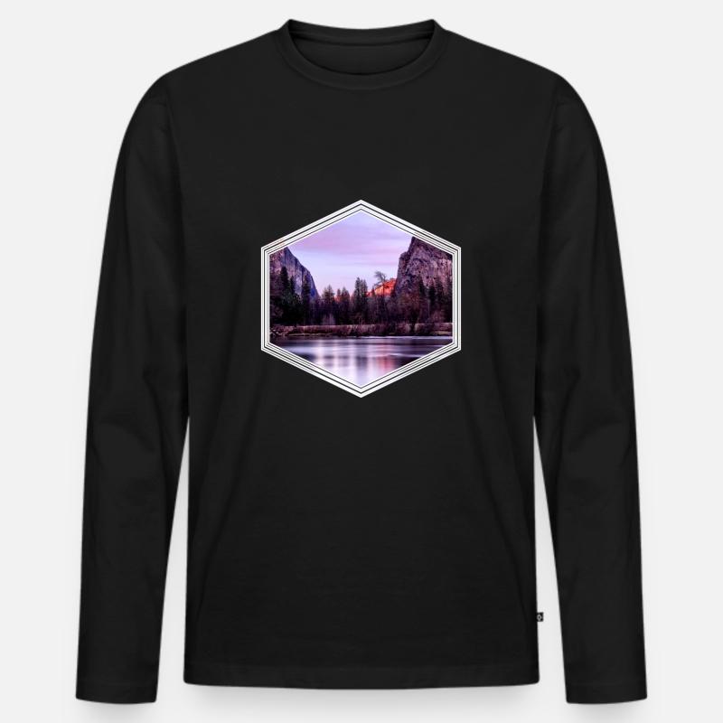 Berg - Männer Premium Bio Langarmshirt - Schwarz