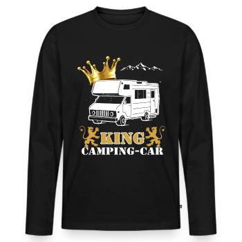 Camper King Geschenk Humor Papy - Männer Premium Bio Langarmshirt - Schwarz - Vorne - Nico (187cm)