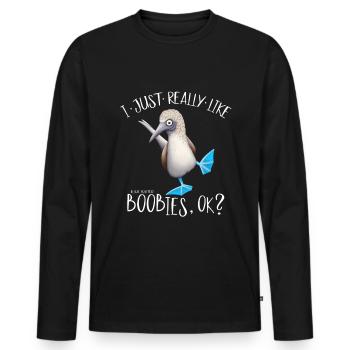 I Like Boobies Blaufüßtölpel Brüste Humor Geschenk - Männer Premium Bio Langarmshirt - Schwarz - Vorne - Nico (187cm)