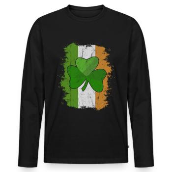 Drapeau de l'Irlande grungy avec Shamrock St Paddys Style - T-shirt manches longues Premium bio Homme - noir - Devant - Nico (187cm)