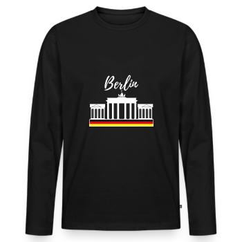 Berlin - T-shirt manches longues Premium bio Homme - noir - Devant - Nico (187cm)