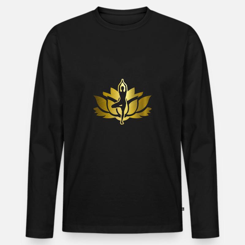Yoga - Männer Premium Bio Langarmshirt - Schwarz
