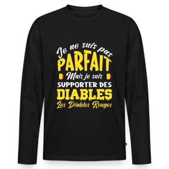 DIABLES ROUGE BELGIQUE - T-shirt manches longues Premium bio Homme - noir - Devant - Nico (187cm)
